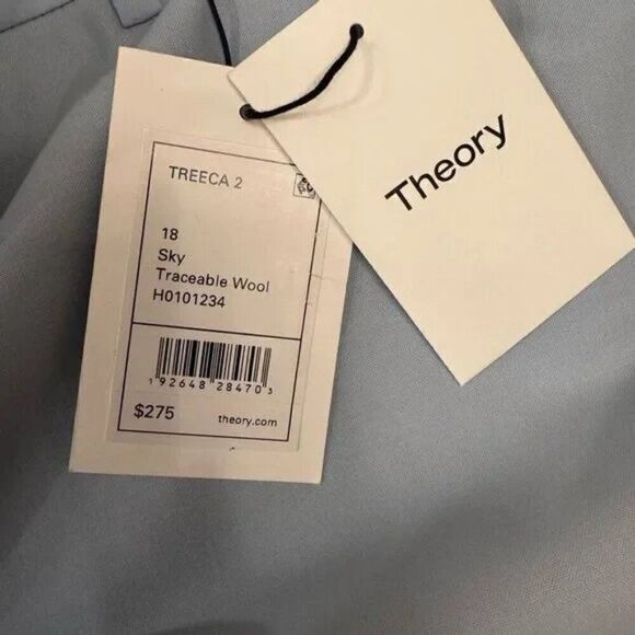 THEORY Treeca 2 SKY Blue Traceable Wool Cropped Pant NWT (flawed) Size 18 - Picture 6 of 15